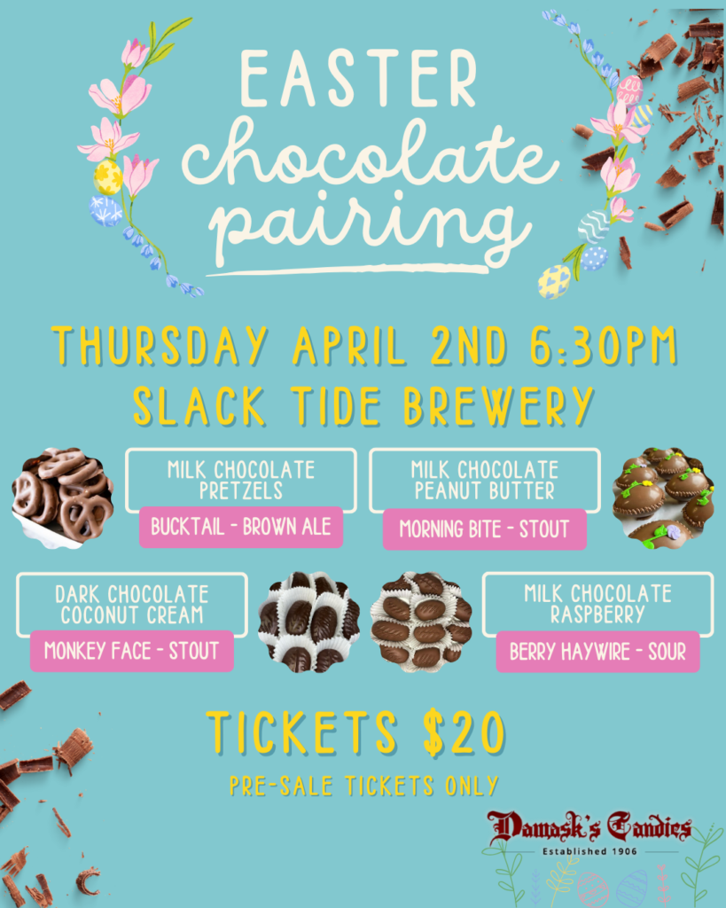event easter chocolate pairing slack tide brewing april 2 2026 819x1024