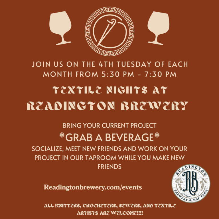 event monthly textile meet up readington brewery april 28 2026 768x768